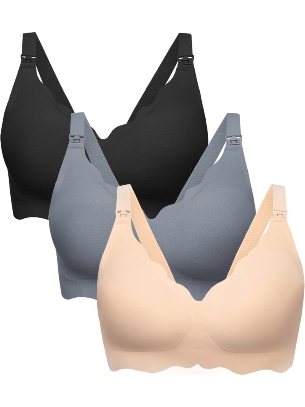 Seamless Nursing Bras for Breastfeeding - 3 Pack Maternity Comfort Set